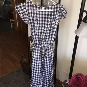 Old Navy Blue Flannel Low Cut Dress